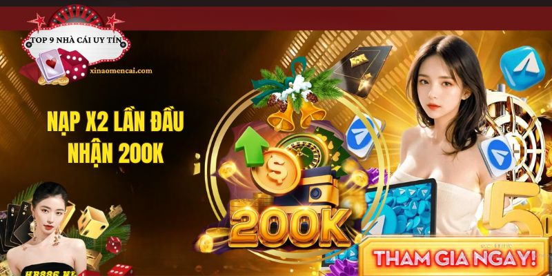 Nạp tiền lần đầu tại nhà cái 8XX com nhận ngay 200K